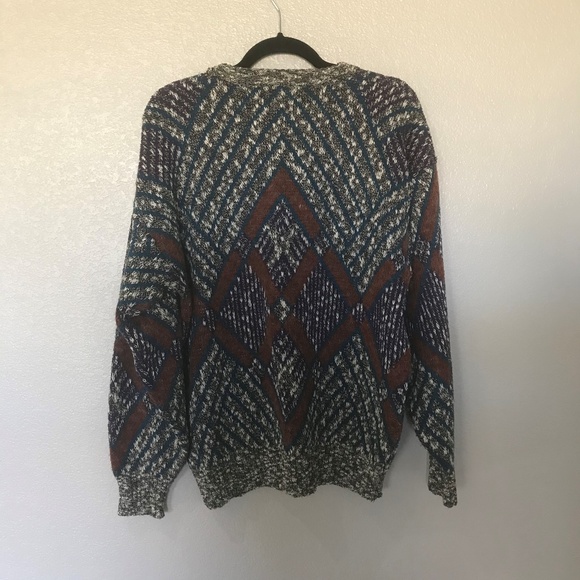 JT Beckett Unisex Faux Leather Trim Large Sweater - Picture 4 of 4